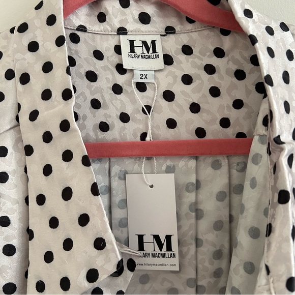 Hilary Macmillan size 2X women’s silver/white satin polka dot black NWT! - Picture 7 of 11